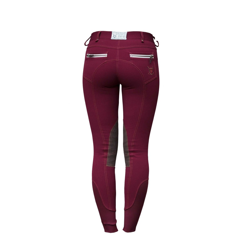 Horseware Adalie Ladies Knee Patch Breeches - Cabernet Wine-1